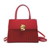 Bolso de Mano con Patrón de Cocodrilo Europeo y Americano Moda Casual para Mujer Retro Nuevo Color Sólido 2025 Hebilla de Cierre Hombro Cruzado Moderno