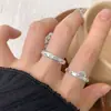 1669 Versión Coreana Ins Nicho Diseño de Lujo Ligero Anillo Abierto Estrella Fugaz de Zirconia Plata de Ley S925 Anillo de Plata para Mujer Venta al por Mayor