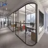 Divisórias de Escritório com Interior em Aço e Exterior em Alumínio, Paredes Divisórias Curvas de Vidro Temperado, Medição e Instalação no Local de Divisórias Panorâmicas