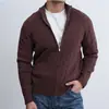 Suéter de punto trenzado retro americano con media cremallera y cuello alto para mujer, otoño e invierno, estilo old money, top base de punto suave y acogedor