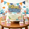 Banner de Fiesta Temática de Cumpleaños de Bob Esponja Transfronterizo Set de Banderines Espirales Decoraciones para Pasteles Venta al por Mayor