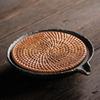 Base de Vaso de Rattan Antiga de Outono Rattan Redonda Grande Criativa Combinando Cerâmica Armazenamento de Água Base para Vaso Acessórios para Cerimônia do Chá Feitos à Mão Chineses