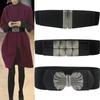 Casual y Versátil Gancho Retro Faja Ancha Negra Cinturón Decorativo para Exterior de Moda para Mujer Cinturón Elástico Venta al por Mayor Dropshipping