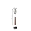 Madeira Maciça Retro Madeira Maciça Noz Talheres Bife Comida Ocidental Faca, Garfo e Colher Conjunto de 4 Peças Aço Inoxidável 304 Escovado Colher de Sobremesa