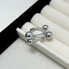 Anillo de Bolas Metálicas Irregulares con Sentido de Diseño Estilo Coreano Ins Versátil Anillo Abierto de Plata
