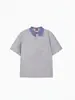 Camiseta Polo Casual de Manga Curta com Gola Polo Xadrez Estilo Universitário Color Block Original do Fabricante Verão Solta Camisa de Meia Manga para Casal