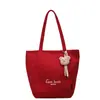 Bolsa de Lona Bordada de Um Ombro Feminina Casual Grande Capacidade Bolsa de Mão Estudante Versátil Simples Ruiying Bolsa Tote para o Dia a Dia