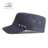 Chapéus Masculinos Fashionáveis Estilo Coreano com Topo Plano Atacado Primavera e Verão Algodão Puro de Alta Qualidade Proteção Solar Bonés de Beisebol Chapéus Militares para Mulheres