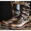 Wish Comércio Exterior Transfronteiriço Sapatos Masculinos Plus Size Estilo Europeu e Americano Britânico Fivela Botas Masculinas de Couro de Cano Médio Botas Curtas Em Estoque