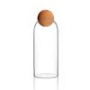 Tarro de almacenamiento de vidrio de borosilicato transparente de alta calidad con tapa esférica de corcho, botella de almacenamiento para cocina, bocadillos, dulces, tarro de té sellado