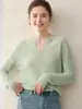 Nuevo Suéter de Punto para Mujer 2026 Otoño/Invierno de Cachemira Pura Cepillado Cuello Redondo en V Holgado Moda Estilo Perezoso