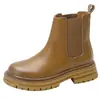 Zapatos de Mujer Piel Genuina Botas Chelsea de Suela Gruesa Botines Cortos Botines Negros Cortos para Mujer Botas de Chimenea Botines de Tacón Grueso Botas de Invierno para Mujer