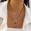 Collares Europeos y Americanos para Mujer, de Alta Gama, Modernos y Elegantes Collares con Colgante de Brillo Metálico Facetado para Mujer, Collares Creativos Personalizados