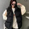 Chaqueta de algodón estilo coreano chaqueta acolchada pequeña chaleco de algodón chaqueta de algodón holgada cuello alto moda chaqueta tipo pan chaqueta sin mangas moderna