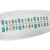 Uñas Postizas Populares de Xiaohongshu en Color Verde Menta Sólido con Puntos y Pedrería, Puntas de Uña Estilo Lujo Ligero Transparente Hielo Que Mejoran el Tono de la Uña