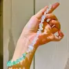 Colar Gargantilha com Design de Pérola de Cristal Artificial, Pedras de Cristal Branco e Jade Dongling Natural
