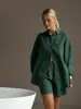 Cárdigan de algodón puro transfronterizo, traje corto de manga larga, primavera y verano 2025, traje informal sencillo de color sólido estilo europeo y americano para mujer