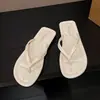 Chinelos para Uso Externo de Verão Feminino Moda 2025 Novos Chinelos Flats Franceses de Salto Alto Chinelos para Praia de Verão Feminina
