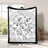Manta Tuya con patrón de pincel de acuarela de 24 colores, manta para niños con funda, diseño de dinosaurio DIY, disponible ahora, lavable y apta para colorear