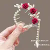 Novo Estilo Chinês Novo Clipe de Cabelo Bola de Flores Feminino Asas Borla Fivela de Rabo de Cavalo Parte de Trás da Cabeça Adorno de Cabelo