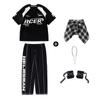 Traje de dança de rua infantil Traje de hip hop infantil Traje de performance estilo hip hop para meninos Traje de verão estilo motocicleta americana