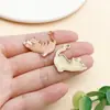 Accesorio de joyería DIY 25x25mm impreso al óleo lindo gato naranja elástico/gato atigrado de tres colores charm colgante