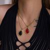 Dazan Wholesale En Stock Europeo y Americano Ins Transfronterizo Acero de Titanio Chapado en Oro de 18K Moda de Vanguardia Borde Dorado Conjunto de Collar de Gota de Agua