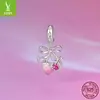 Yinziyun Original Pulsera de Plata de Ley s925 Corazón Oso Fresa Cuentas Accesorios Colgante Dulce y Lindo de Lazo