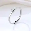 Anillo delgado apilable mini delicado S925 de plata de ley maciza, estilo japonés en forma de V francesa, incrustado con pequeños diamantes, para el dedo índice o como anillo de cola