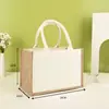Bolsas de Lino en Stock, Gran Capacidad, Bolsas de Yute Tipo Tote sin Estampar, Lisas, Se Pueden Estampar con Logo, Publicidad, Bolsas de Compras Ecológicas