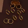 Pendientes Redondos de Textura Simple de Venta Caliente Transfronterizos Acero Inoxidable Chapado en Oro Pendientes de Acero Inoxidable de Gama Alta Sin Decoloración Venta al por Mayor