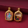 Colgante Thangka Pintado a Mano con Oro de Xizang, Estatua de Buda de Doble Cara en una Caja Gawu, Collar Portátil de Estilo Nacional