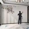 Nuevo paño de pared clásico chino pintado a mano con tinta de bambú papel tapiz sala de estar pared de fondo de TV papel tapiz dormitorio mural junto a la cama