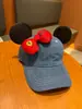 Novo Boné de Baseball com Laço Ferrari para Mulheres, Chapéu Jeans, Viseira de Proteção Solar, Boné Versátil Bico de Pato com Orelhas do Mickey