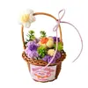 Regalo del Día de la Madre Ramo de Flores Hecho a Mano Flor de Hilo Tejido Pompon Flor Pequeña Cesta de Flores Colgante Accesorios Flores Artificiales Regalo Creativo