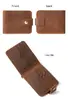 NT008 Botão Masculino Couro Genuíno Pequena Bolsa para Dinheiro e Cartões Nova Carteira Simples Fina Couro Bovino Camada Superior Carteira para Jovens