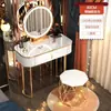 Penteadeira de luxo pequena, conjunto de mesa de maquiagem estilo princesa nórdico moderno simples para quarto