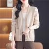 Cárdigan de Punto de Color Sólido de Manga Larga para Mujer, Chaqueta Suéter Holgada Estilo Perezoso, Prendas Exteriores de Punto de Cuello en V, Versátil