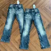 Jeans Casuais Soltos Tendência Micro Flare High Street Lavado Desgastado Retrô Americano Primavera e Outono Unissex