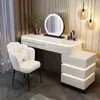 Tocador de madera maciza iluminado modelo 2026 nuevo para dormitorio principal, tocador de maquillaje de alta gama, tocador moderno simple para dormitorio de apartamento pequeño
