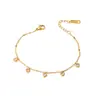 2025 Novas Joias Europeias e Americanas Elegante Elegante Coração de Zircônia Pulseira com Múltiplos Pingentes para Mulheres Aço Titânio Não Desbota Joias de Mão Ins