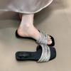 Sandalias de Estilo Hada Suave para Verano para Mujer 2025 Nuevo Estilo Pedrería Dulce con Falda Pantuflas de Playa para Vacaciones
