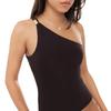Amazon Comercio Exterior Europeo y Americano Verano Nuevo Chaleco Delgado Color Sólido Cuello Oblicuo Un Hombro Decoración Metálica Top Ropa de Mujer
