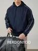 Comodidad IntelectualSudadera con Capucha de Algodón de Aire de Gama Alta para Primavera y Otoño, Engrosada con Diseño de Ribete de Color Contrastante, Tops Deportivos para Hombre