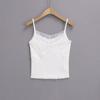 Camisola de Encaje con Lazo Falso de Dos Piezas para Mujer, Verano Dulce y Caliente, Ajustada, Corta, sin Mangas, Base