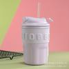 Copo de aço inoxidável ins portátil tubo de sucção de silicone copo boca de beber conveniente Internet Celebrity Thermos Cup Creative Water Cup Coffee Cup