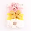 Novo Conjunto de Três Peças de Faixa de Cabeça para Bebê Faixa de Nylon para Bebê Flor Fofa Elástica Acessórios de Cabelo para Meninas Conjunto