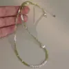 Pulsera de Perla de Agua Dulce de Partícula Pequeña Olivina Estilo Celebridad de Internet Moda Fresca Pequeña Pulsera de Piedra Natural Verde