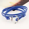 Pulsera de cuero PU estilo retro náutico no convencional europeo y americano pulsera telescópica pulsera de dos anillos Ancla joyería de Yiwu