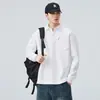Roupas Masculinas Fengshe / Nova Camiseta Masculina de Manga Longa com Bolso para Primavera e Outono, Camisa Polo com Gola Reversível, Moletom Versátil